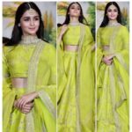 Bollywood Star Alia Bhatt Designer Neon Green Lehenga Choli