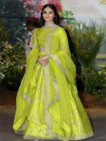 Bollywood Star Alia Bhatt Designer Neon Green Lehenga Choli