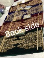 Stylish Wine Color Heavy Embroidery Front And Back Fancy Thread Work With Stone Work Long Skirt Suit