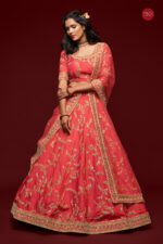 Gajri Art Silk Fabric Sequence Embroidery Work Lehenga