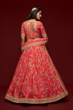 Gajri Art Silk Fabric Sequence Embroidery Work Lehenga