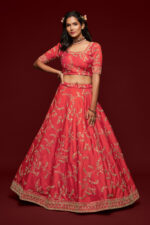 Gajri Art Silk Fabric Sequence Embroidery Work Lehenga