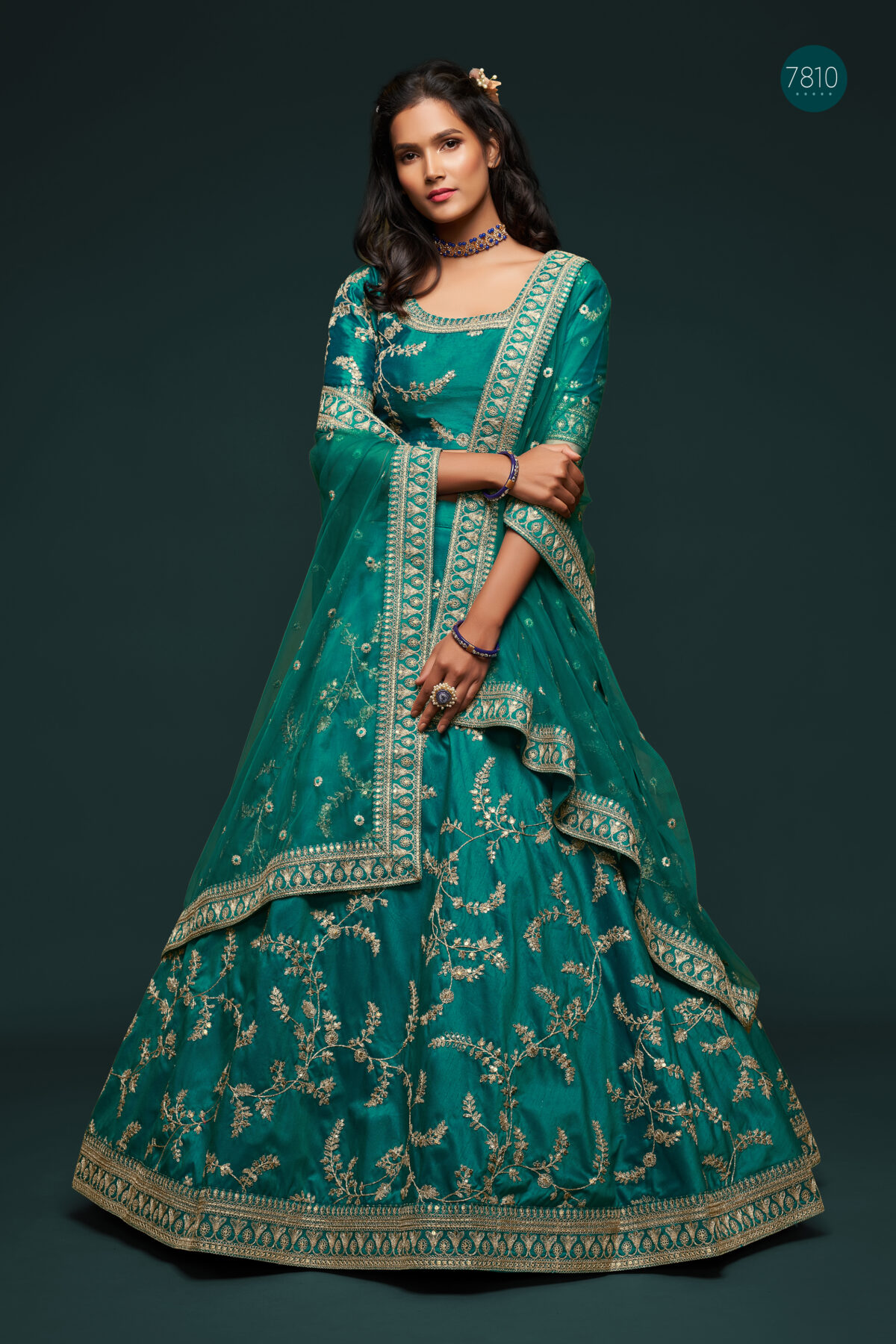 Green Art Silk Fabric Sequence Embroidery Work Lehenga
