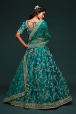 Green Art Silk Fabric Sequence Embroidery Work Lehenga