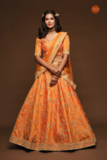 Orange Art Silk Fabric Sequence Embroidery Work Lehenga