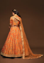Orange Art Silk Fabric Sequence Embroidery Work Lehenga