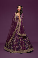 Purple Art Silk Fabric Sequence Embroidery Work Lehenga