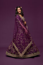 Purple Art Silk Fabric Sequence Embroidery Work Lehenga