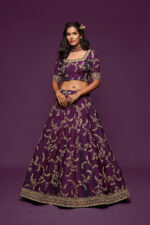 Purple Art Silk Fabric Sequence Embroidery Work Lehenga