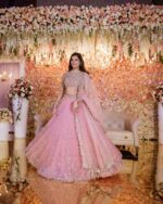 Stylish Beautiful Peach Soft Net With Heavy Sequence Work With Cancan Lehenga