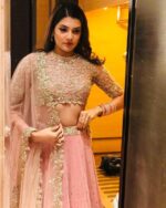 Stylish Beautiful Peach Soft Net With Heavy Sequence Work With Cancan Lehenga