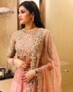 Stylish Beautiful Peach Soft Net With Heavy Sequence Work With Cancan Lehenga