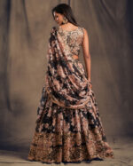 Rose Designer Black Color Organza Fabric Sequence Work Floral Print Lehenga