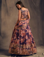 Rose Designer Purple Color Organza Fabric Sequence Work Floral Print Lehenga