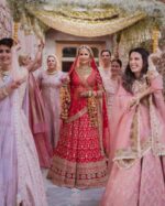 Beautiful Katrina Kaif Red Color Silk Material With Cancan Bridal Lehenga