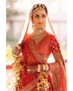 Beautiful Katrina Kaif Red Color Silk Material With Cancan Bridal Lehenga