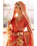 Beautiful Katrina Kaif Red Color Silk Material With Cancan Bridal Lehenga