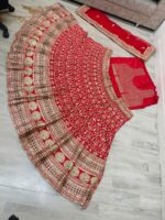 Beautiful Katrina Kaif Red Color Silk Material With Cancan Bridal Lehenga