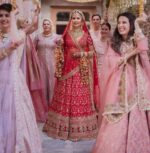 Beautiful Katrina Kaif Red Color Silk Material With Cancan Bridal Lehenga