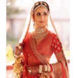 Beautiful Katrina Kaif Red Color Silk Material With Cancan Bridal Lehenga