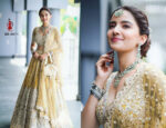 Yellow Heavy Butterfly Net Beautiful Embroidery Work Bridal Lehenga