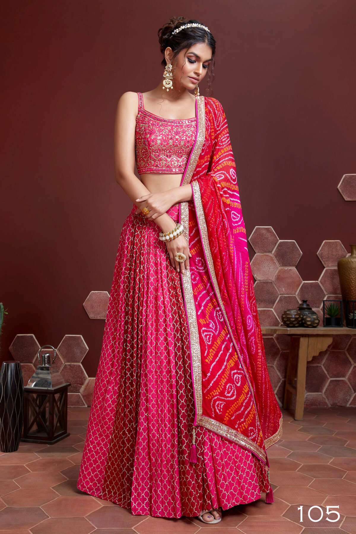 Great Pink Embroidery Pure Chinon Silk Party Wear Lehenga Choli