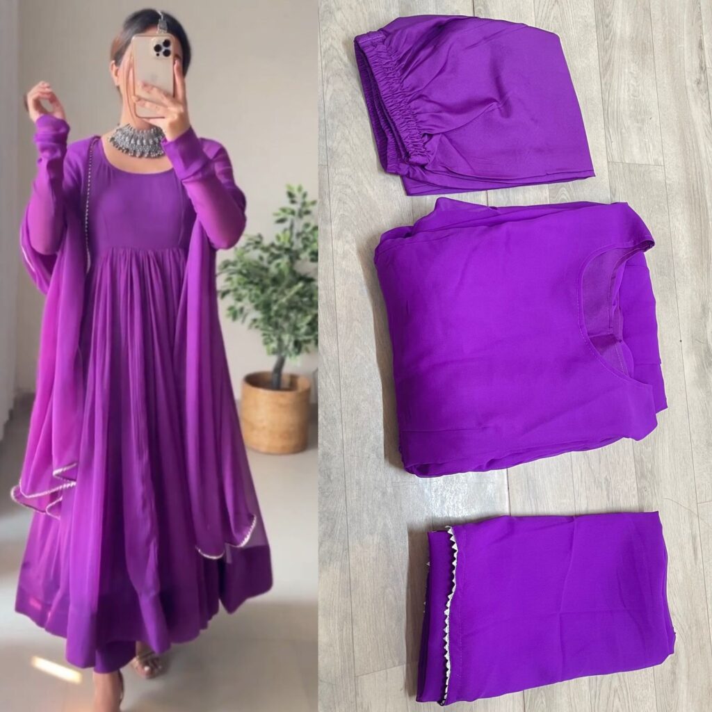 Suhana Purple Georgette Anarkali Flared Gown Set