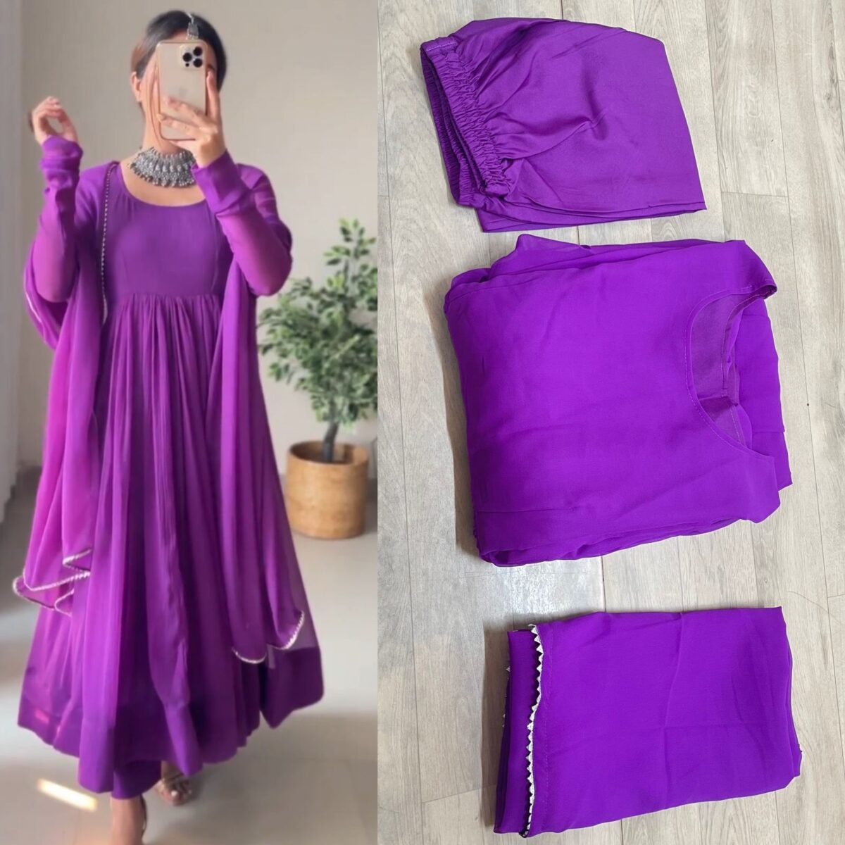 Purple Color Georgette Anarkali Suit - Image 2