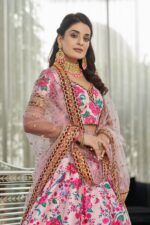 Rose Designer Light Pink Color Art Silk Fabric Digital Print Embroidery Diamond Work Lehenga-FDVEPCARNATIONS7516LIGHTPINK (4) Rose Designer Light Pink Color Art Silk Fabric Digital Print Embroidery Diamond Work Lehenga