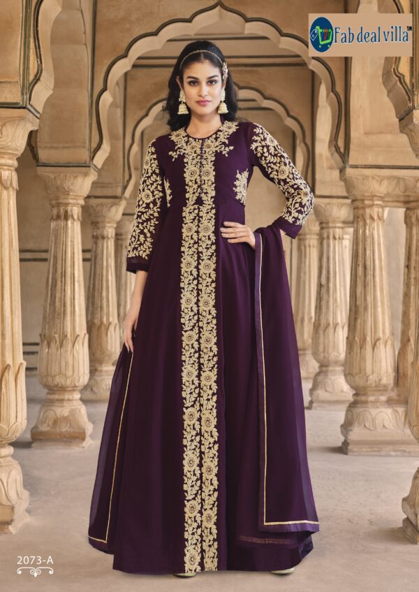Purple Color Real Georgette Embroidery With Stone Work Suit