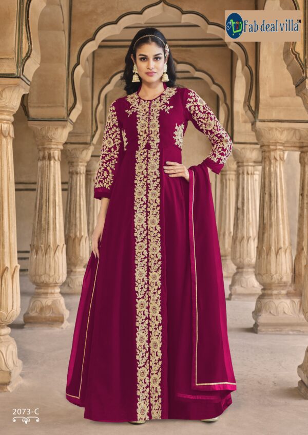 Rani Pink Color Real Georgette Embroidery With Stone Work Suit