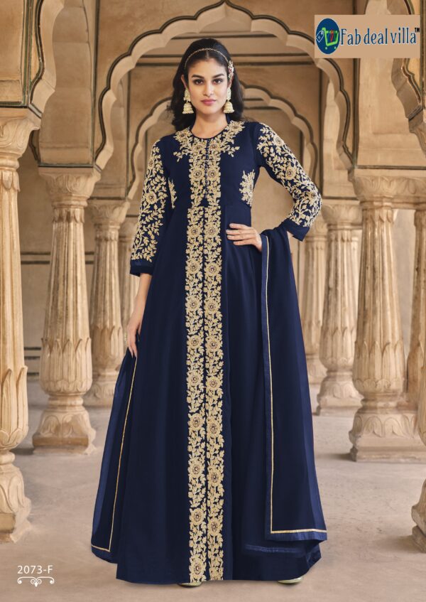 Blue Color Real Georgette Embroidery With Stone Work Suit