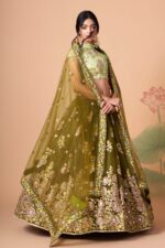 Mehandi Color Soft Net Fabric Sequence Embroidery With Mirror Work Lehenga-FDVEP7325MEHANDI (3) Mehandi Color Soft Net Fabric Sequence Embroidery With Mirror Work Lehenga