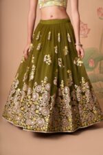 Mehandi Color Soft Net Fabric Sequence Embroidery With Mirror Work Lehenga-FDVEP7325MEHANDI (5) Mehandi Color Soft Net Fabric Sequence Embroidery With Mirror Work Lehenga
