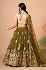 Mehandi Color Soft Net Fabric Sequence Embroidery With Mirror Work Lehenga-FDVEP7325MEHANDI (7) Mehandi Color Soft Net Fabric Sequence Embroidery With Mirror Work Lehenga