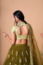 Mehandi Color Soft Net Fabric Sequence Embroidery With Mirror Work Lehenga-FDVEP7325MEHANDI (8) Mehandi Color Soft Net Fabric Sequence Embroidery With Mirror Work Lehenga