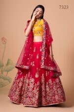 Rani Color Soft Net Fabric Sequence Embroidery With Mirror Work Lehenga-FDVEP7323RANI (1) Rani Color Soft Net Fabric Sequence Embroidery With Mirror Work Lehenga
