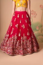 Rani Color Soft Net Fabric Sequence Embroidery With Mirror Work Lehenga-FDVEP7323RANI (4) Rani Color Soft Net Fabric Sequence Embroidery With Mirror Work Lehenga