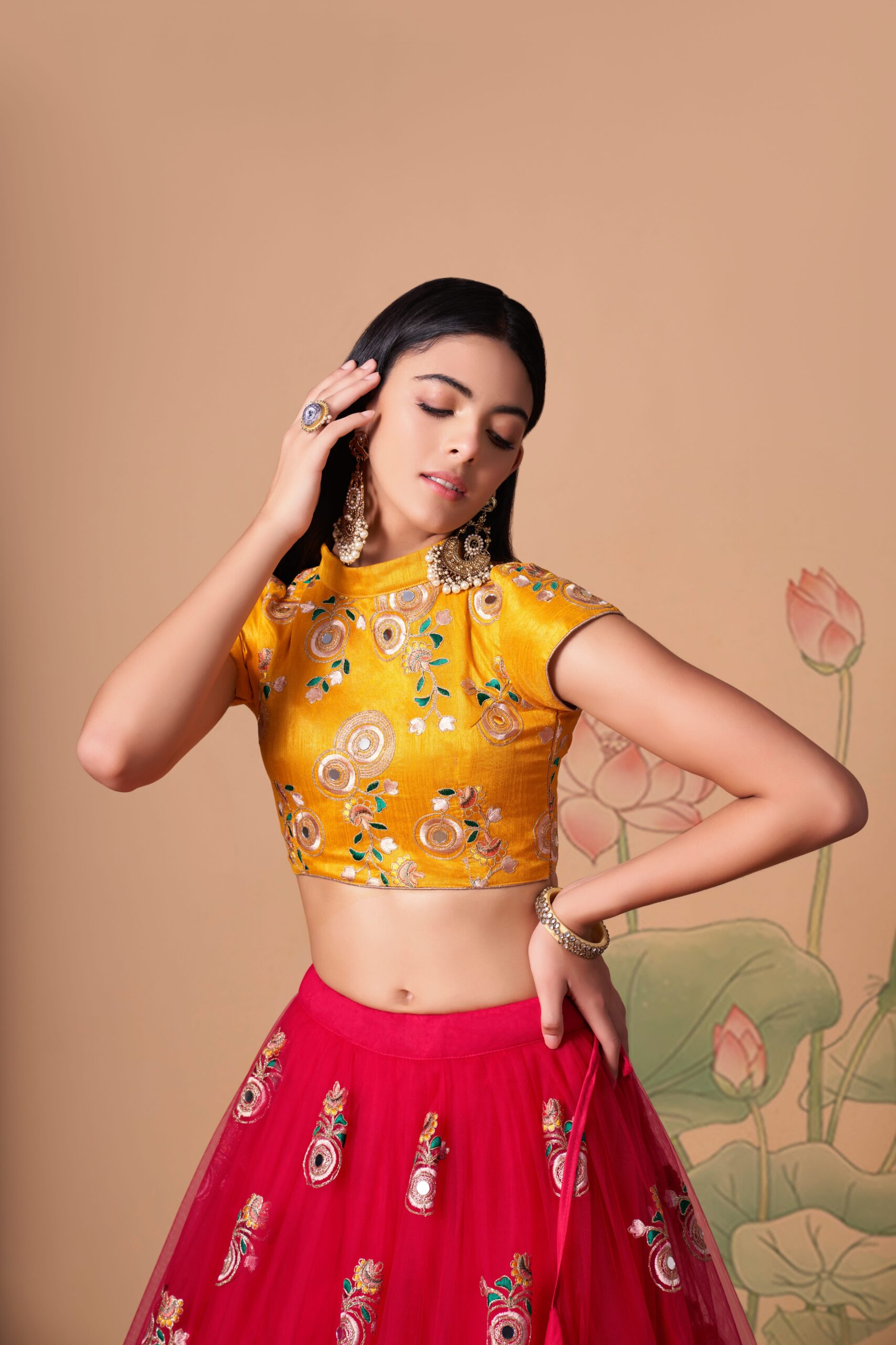 Rani Color Soft Net Fabric Sequence Embroidery With Mirror Work Lehenga