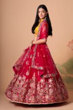 Rani Color Soft Net Fabric Sequence Embroidery With Mirror Work Lehenga-FDVEP7323RANI (7) Rani Color Soft Net Fabric Sequence Embroidery With Mirror Work Lehenga