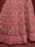 Fantasy Rose Color Soft Net Fabric With Embroidery Work Bridal Lehenga
