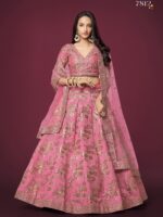 Pink Color Slub Silk Fabric Sequence With Embroidery Work Lehenga