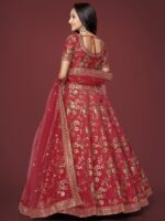 Red Color Slub Silk Fabric Sequence With Embroidery Work Lehenga-FDVEP7815RED (3) Red Color Slub Silk Fabric Sequence With Embroidery Work Lehenga