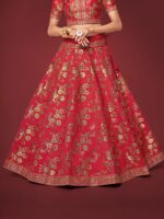 Red Color Slub Silk Fabric Sequence With Embroidery Work Lehenga-FDVEP7815RED (5) Red Color Slub Silk Fabric Sequence With Embroidery Work Lehenga