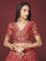 Red Color Slub Silk Fabric Sequence With Embroidery Work Lehenga-FDVEP7815RED (6) Red Color Slub Silk Fabric Sequence With Embroidery Work Lehenga