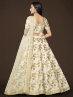 White Color Slub Silk Fabric Sequence With Embroidery Work Lehenga