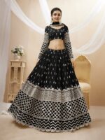 Black Color Georgette Fabric Sequence Work Lehenga