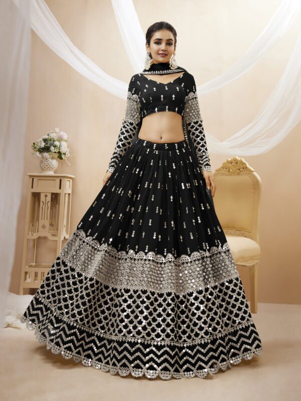 Black Color Georgette Fabric Sequence Work Lehenga