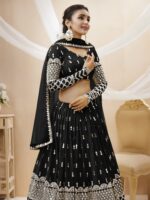 Black Color Georgette Fabric Sequence Work Lehenga