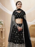 Black Color Georgette Fabric Sequence Work Lehenga